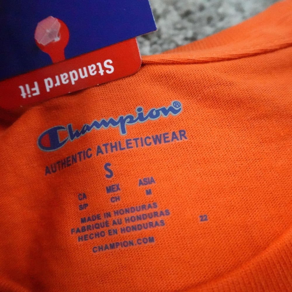 NEW Champion Shirt Mens S Orange Graphic Logo Short Sleeve Tee T-Shirt Casual - Picture 5 of 11